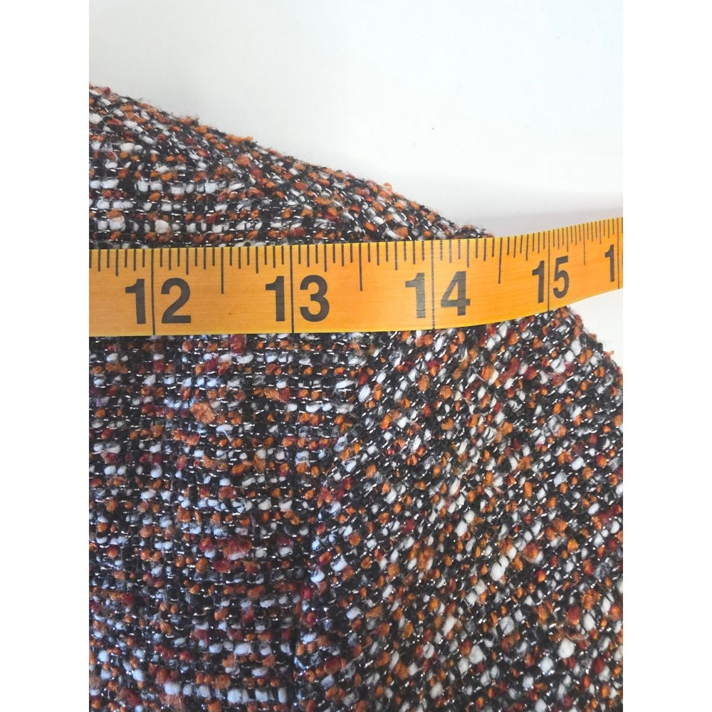ASOS Tweed Blazer Jacket Orange Black White Textured Open Front SZ 0 - Picture 8 of 11